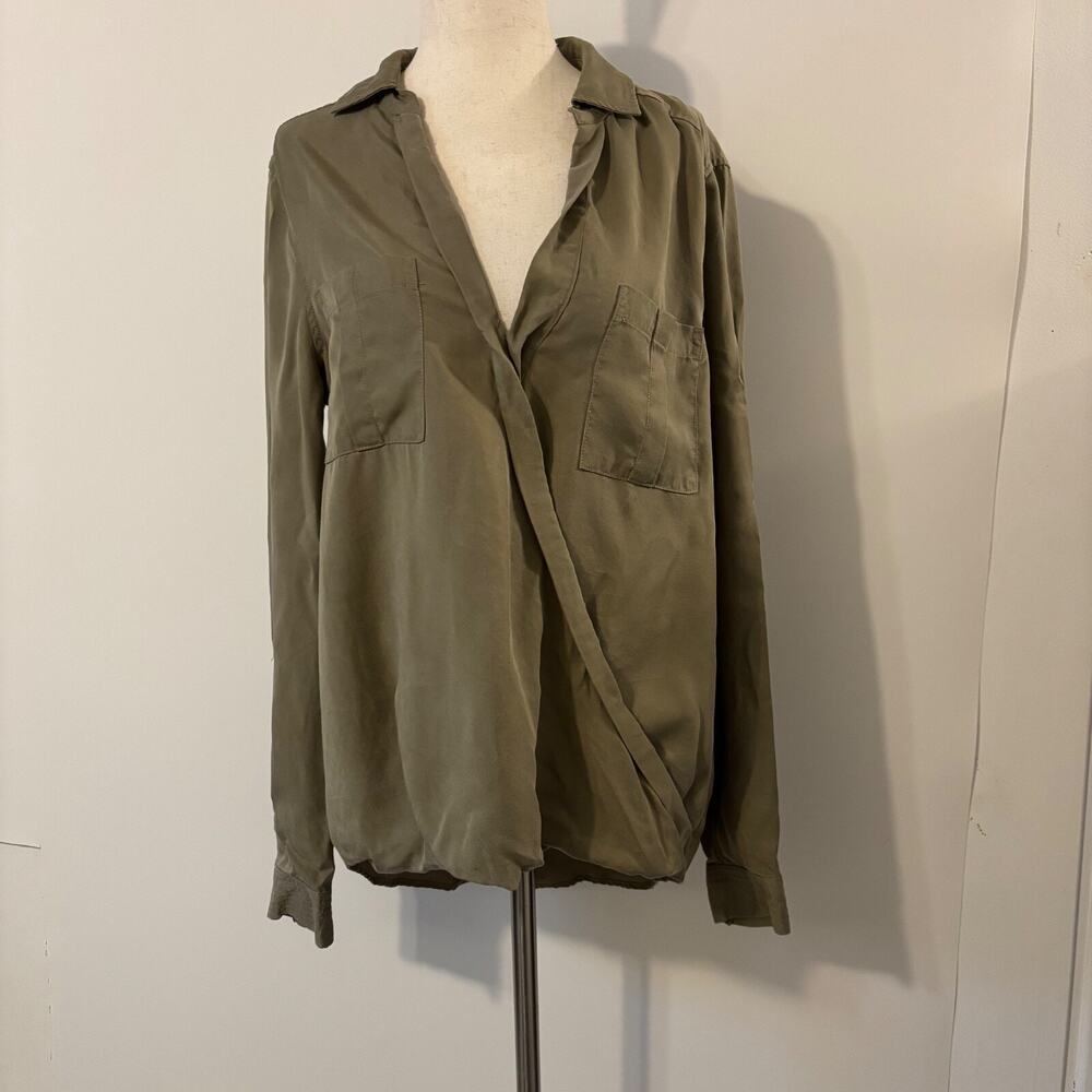 Anthropologie Holding Horses Womens Size 8 Celina Cross Front Blouse Top Green
